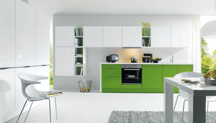 Schuller Contemporary Glasline Kitchen white and green