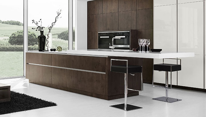 Contemporary kitchen island with seating for 2