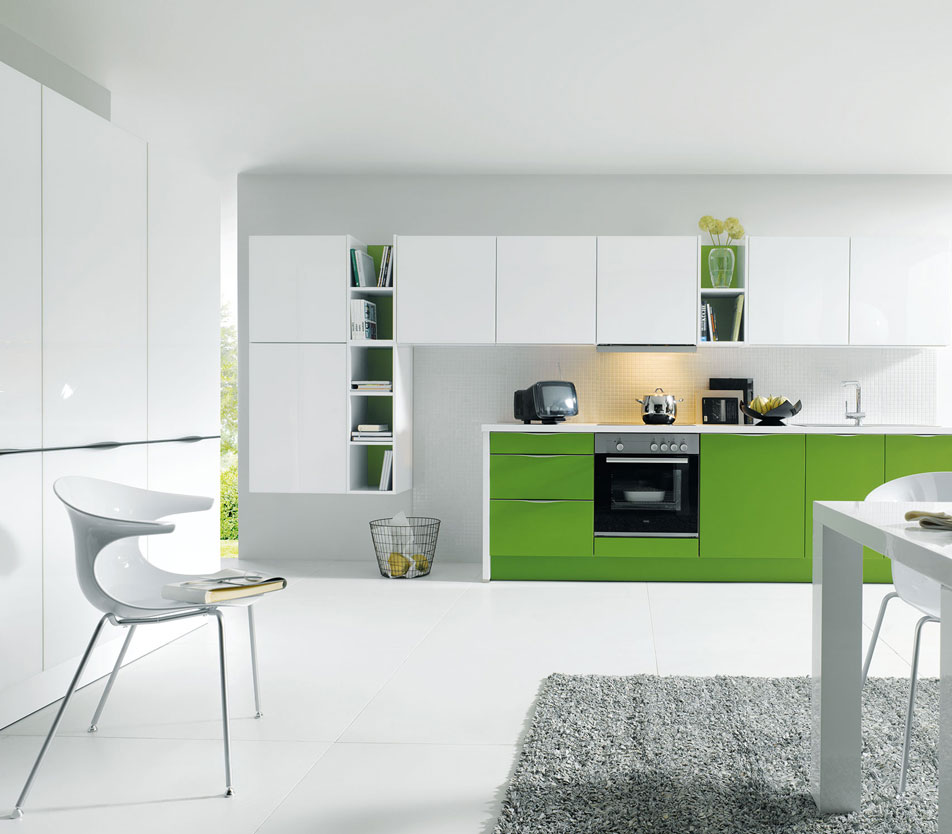 Green Handleless Kitchen