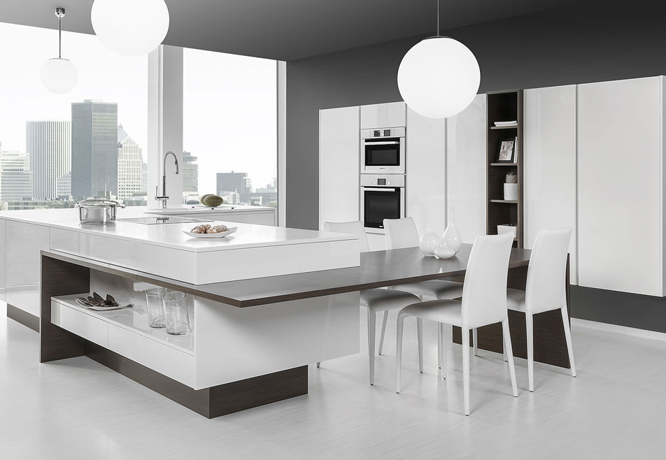 White Handleless Kitchen With Island