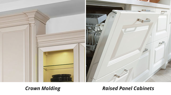 raised panel cabinets and crown molding