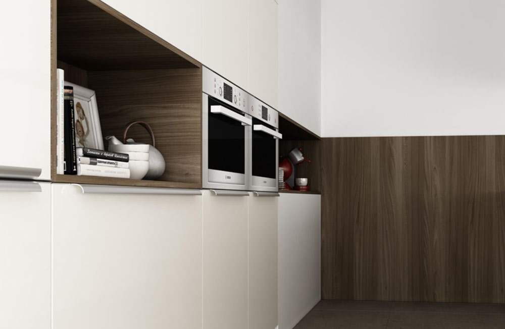 white integrated kitchen